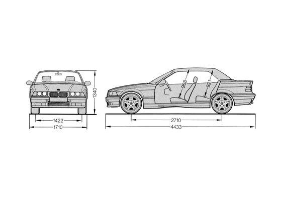 Download drawing BMW M3 E36 Cabriolet 1998 in ai pdf png svg formats